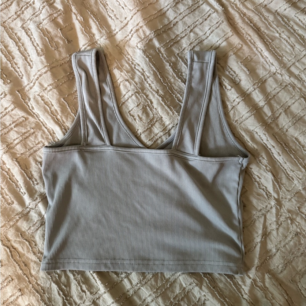 Amazon Gray Ribbed Crop Top - Picture 2 of 2